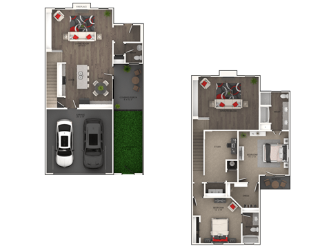 Floor plan for 2 beds, 2 baths, 1671 sqft